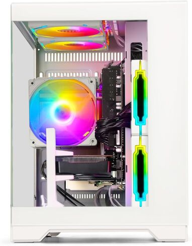 Gaming PC Desktop Computer - Ryzen 5 5500, Radeon RX 6500XT 4GB, 16GB DDR4 RAM, 512GB NVME SSD, Prebuilt Tower for 1080P Gaming, Streaming, School & Home Office (White) in Kuwait