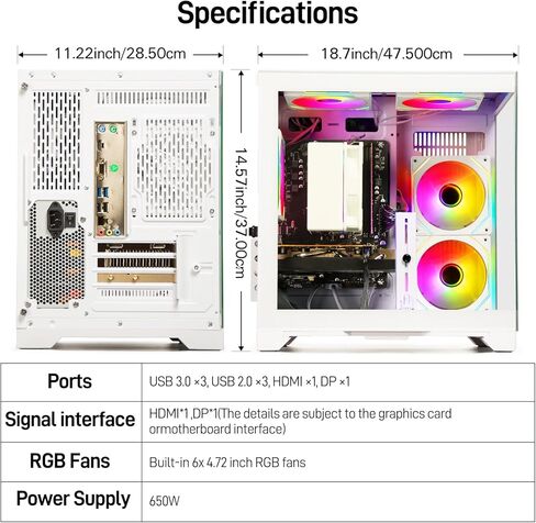Gaming PC Desktop Computer - Ryzen 5 5500, Radeon RX 6500XT 4GB, 16GB DDR4 RAM, 512GB NVME SSD, Prebuilt Tower for 1080P Gaming, Streaming, School & Home Office (White) in Kuwait