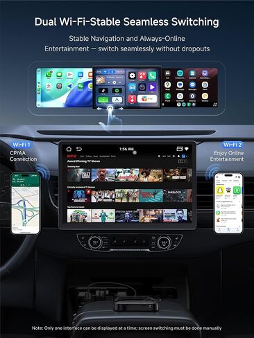 Wireless CarPlay & Android Auto Adapter, AI Box Support YouTube/Netflix in Kuwait
