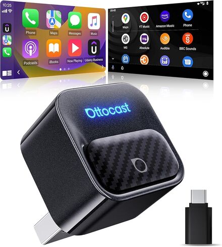 Ottocast Mini Core 2026، محول CarPlay اللاسلكي 2 في 1 ومحول Android Auto - التبديل التلقائي، التوصيل والتشغيل، WiFi 6، إعادة الاتصال السريع، صغير ومستقر in Saudi Arabia