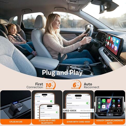 Ottocast Mini Core 2026، محول CarPlay اللاسلكي 2 في 1 ومحول Android Auto - التبديل التلقائي، التوصيل والتشغيل، WiFi 6، إعادة الاتصال السريع، صغير ومستقر in Saudi Arabia