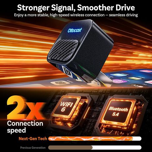 Ottocast Mini Core 2026، محول CarPlay اللاسلكي 2 في 1 ومحول Android Auto - التبديل التلقائي، التوصيل والتشغيل، WiFi 6، إعادة الاتصال السريع، صغير ومستقر in Saudi Arabia