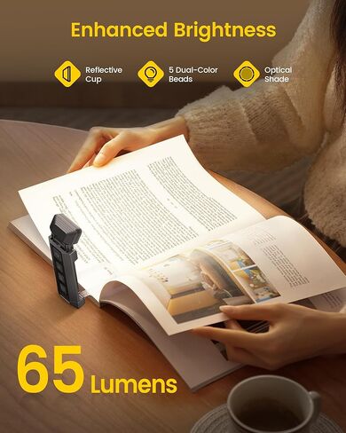 Glocusent Reading Light Set: Hands-Free Neck Light (1200mAh, 5 Colors) + Extendable Clip-on Book Light with Sleep Aid Timer (3 Colors, 5 Brightness) – 2-in-1 for Bed, Travel, Night Reading in Saudi Arabia