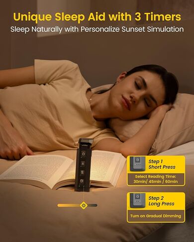 Glocusent Reading Light Set: Hands-Free Neck Light (1200mAh, 5 Colors) + Extendable Clip-on Book Light with Sleep Aid Timer (3 Colors, 5 Brightness) – 2-in-1 for Bed, Travel, Night Reading in Saudi Arabia