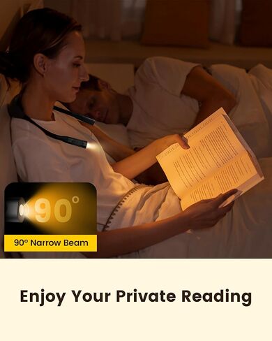 Glocusent Reading Light Set: Hands-Free Neck Light (1200mAh, 5 Colors) + Extendable Clip-on Book Light with Sleep Aid Timer (3 Colors, 5 Brightness) – 2-in-1 for Bed, Travel, Night Reading in Saudi Arabia