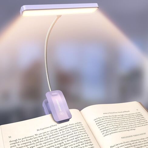 Glocusent 26 LED Book Light, 1200 mAh 90 Hrs Lasting Rechargeable Reading Light, 5 Amber Colors & Stepless Dimming Book Reading Light - Portable Clip on Light for Book Lovers Kids in Saudi Arabia