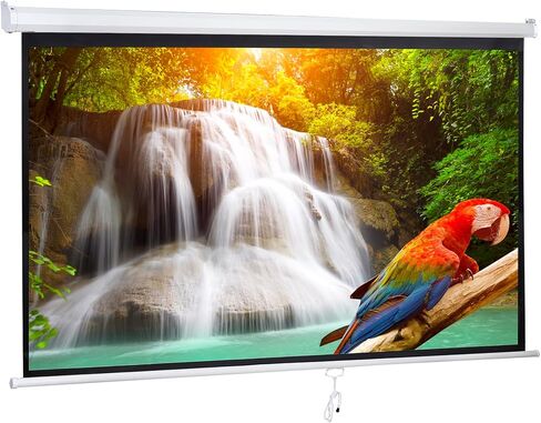 80 Inch Projection Screen, Outdoor Indoor 16:9 HD Foldable Manual Pull Down Projector Screen for Movie Home Backyard Theater Cinema Office Video Game, White in Saudi Arabia