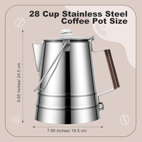 28 Cup Stainless Steel Percolator Coffee Pot Camping Coffee Pot Stovetop Large Capacity for Stove and Fire for Camping Outdoors Home in Saudi Arabia