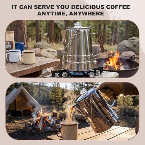 28 Cup Stainless Steel Percolator Coffee Pot Camping Coffee Pot Stovetop Large Capacity for Stove and Fire for Camping Outdoors Home in Saudi Arabia