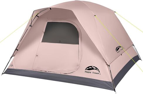 Happy Travel Camping Tent, 4 Person Dome Tents for Camping with Rainfly | Waterproof Clip Easy Setup Portable Family Tent with Mesh Windows, 20% More Headroom Backpacking Tents for Camping & Hiking in Kuwait