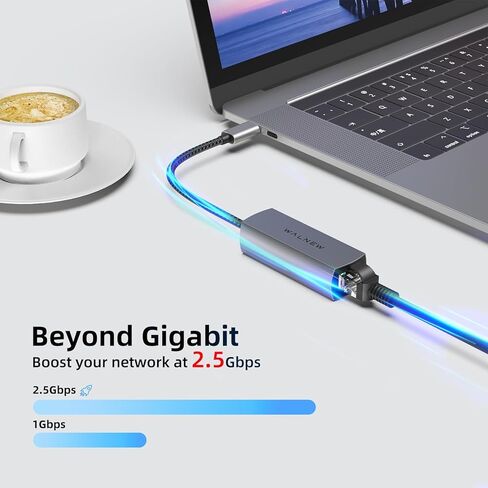 محول USB-C إلى 2.5 جيجابت إيثرنت، محول شبكة RJ45 LAN متوافق مع Thunderbolt 3 لأجهزة الكمبيوتر المحمول، MacBook، Dell، Surface، Chromebook in Saudi Arabia