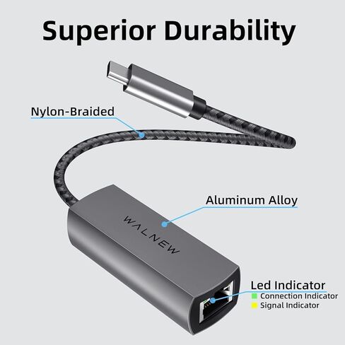 محول USB-C إلى 2.5 جيجابت إيثرنت، محول شبكة RJ45 LAN متوافق مع Thunderbolt 3 لأجهزة الكمبيوتر المحمول، MacBook، Dell، Surface، Chromebook in Saudi Arabia