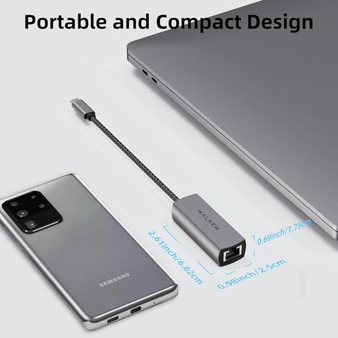 محول USB-C إلى 2.5 جيجابت إيثرنت، محول شبكة RJ45 LAN متوافق مع Thunderbolt 3 لأجهزة الكمبيوتر المحمول، MacBook، Dell، Surface، Chromebook in Saudi Arabia