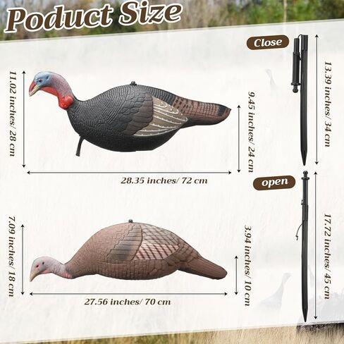 Hollowfly Collapsible Hen and Jake Combo Decoy for Hunting - Lightweight Standing Lifelike Turkey Hunting Decoy with Stake for Field Forest Wood Ground Outdoor in Saudi Arabia