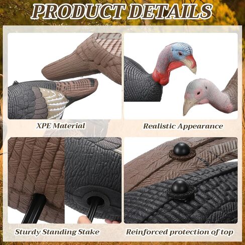 Hollowfly Collapsible Hen and Jake Combo Decoy for Hunting - Lightweight Standing Lifelike Turkey Hunting Decoy with Stake for Field Forest Wood Ground Outdoor in Saudi Arabia