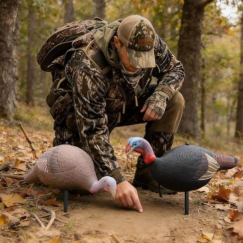 Hollowfly Collapsible Hen and Jake Combo Decoy for Hunting - Lightweight Standing Lifelike Turkey Hunting Decoy with Stake for Field Forest Wood Ground Outdoor in Saudi Arabia