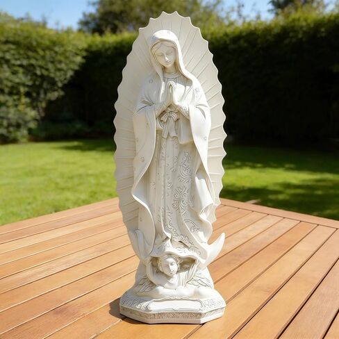 12" Virgen de Guadalupe Statues Ivory White, Blessed Virgin Mary Resin Statues Handicrafts, Our Lady of Guadalupe Catholic Women Elegant Gift Home Decor Altar (Large Virgen de Guadalupe) in Saudi Arabia