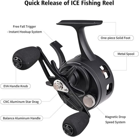 HUIOP Ice Fishing Reels 3.2:1 Gear Ratio Ultra Smooth 3+1 Ball Bearings Fishing Reel in Saudi Arabia