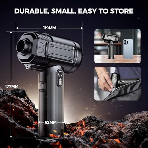 Compressed Air Duster: 130000RPM Electric Air Duster with LED Light Mini Air Blower Rechargeable Cordless Keyboard Cleaning Jet Dry Blower - Car, PC and Home Cleaning Kit Replaces Compressed Air Can in Saudi Arabia
