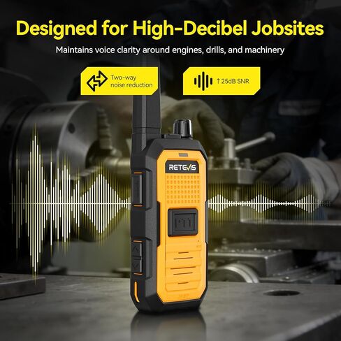 Retevis RB48A IP67 Waterproof Walkie Talkies Long Range Adults, Heavy Duty 2 Way Radio, Noise Reduction, Large PTT, 1000mW Speaker, 23-Hour, Rechargeable, for Manufacturing Construction (10 Pack) in Saudi Arabia