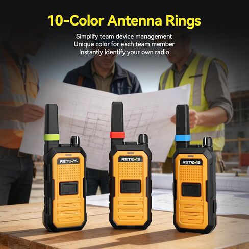 Retevis RB48A IP67 Waterproof Walkie Talkies Long Range Adults, Heavy Duty 2 Way Radio, Noise Reduction, Large PTT, 1000mW Speaker, 23-Hour, Rechargeable, for Manufacturing Construction (10 Pack) in Saudi Arabia