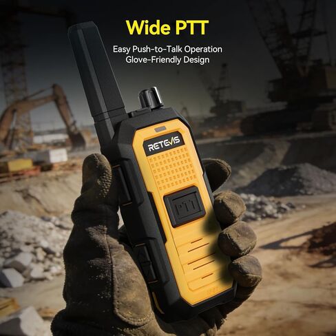 Retevis RB48A IP67 Waterproof Walkie Talkies Long Range Adults, Heavy Duty 2 Way Radio, Noise Reduction, Large PTT, 1000mW Speaker, 23-Hour, Rechargeable, for Manufacturing Construction (10 Pack) in Saudi Arabia