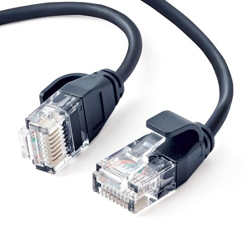 كابل إيثرنت Plusivo Cat 6A بطول 20 قدمًا AWG 34 - كابل شبكة LAN مرن فائق النحافة وعالي السرعة 10 جيجابت في الثانية، سلك تصحيح الإنترنت U/UTP، كابل Cat6A، سلك إيثرنت Cat6A للمنزل والمكتب والألعاب، أسود in Kuwait