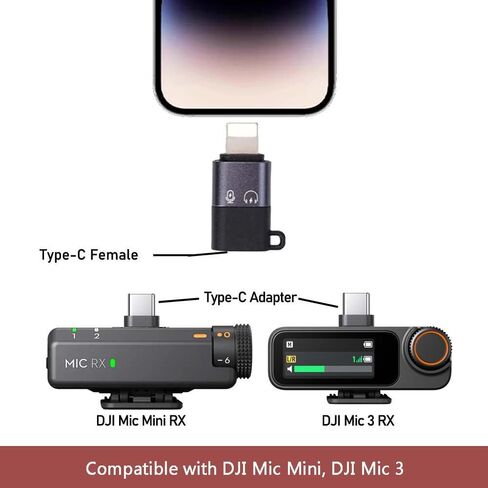iMusk 2 Pack for DJI Mic Mini/DJI Mic 3 RX Phone Audio Adapters for iPhone 14 13 12 11 Connector with Two Lanyards in Saudi Arabia
