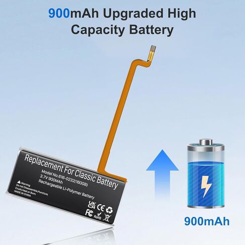 900mAh 616-0232 Battery Replacement Compatible with iPod 5th -7th Generation Video Classic A1136 A1238 (5th 30GB 6th 80GB 6.5th 120GB 7th 160GB) with Repair Tool Kits in Saudi Arabia