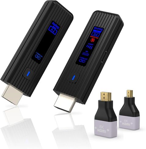 جهاز إرسال واستقبال HDMI لاسلكي جديد 2026، موسع 360FT/110M، فك تشفير 4K 1080P@60هرتز، شاشة LED، 5.8+2.4G بث الفيديو/الصوت من الكمبيوتر/الكمبيوتر المحمول/صندوق التلفزيون إلى الشاشة (أسود) in Kuwait