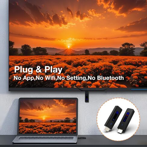 جهاز إرسال واستقبال HDMI لاسلكي جديد 2026، موسع 360FT/110M، فك تشفير 4K 1080P@60هرتز، شاشة LED، 5.8+2.4G بث الفيديو/الصوت من الكمبيوتر/الكمبيوتر المحمول/صندوق التلفزيون إلى الشاشة (أسود) in Kuwait