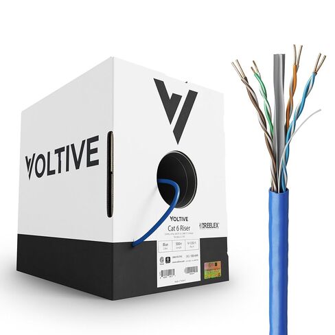 كابل إيثرنت Voltive Cat6، Riser (CMR)، أزرق، 1000 قدم - 23AWG 4 أزواج من النحاس الصلب العاري، UTP، 600 ميجاهرتز، معتمد من UL وتم التحقق من ETL - V-1232-7 in Kuwait