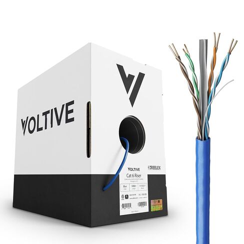 كابل إيثرنت Voltive Cat6، Riser (CMR)، أزرق، 1000 قدم - 23AWG 4 أزواج من النحاس الصلب العاري، UTP، 600 ميجاهرتز، معتمد من UL وتم التحقق من ETL - V-1232-7 in Kuwait