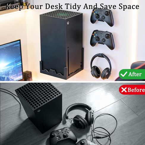 مجموعة أدوات التثبيت على الحائط من GETYEA لأجهزة Xbox Series X-Steel حامل رف تثبيت على الحائط مع 3 حاملات تحكم قابلة للفصل - قم بتخزين وحدة التحكم Xbox X الخاصة بك بأمان بالقرب من التلفزيون أو خلفه in Kuwait