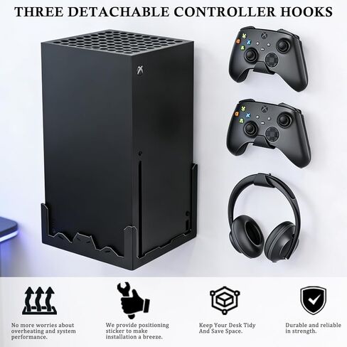 مجموعة أدوات التثبيت على الحائط من GETYEA لأجهزة Xbox Series X-Steel حامل رف تثبيت على الحائط مع 3 حاملات تحكم قابلة للفصل - قم بتخزين وحدة التحكم Xbox X الخاصة بك بأمان بالقرب من التلفزيون أو خلفه in Kuwait