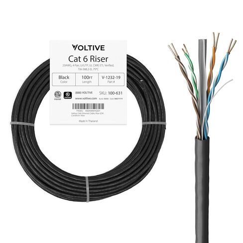كابل إيثرنت Voltive Cat6، Riser (CMR)، أزرق، 1000 قدم - 23AWG 4 أزواج من النحاس الصلب العاري، UTP، 600 ميجاهرتز، معتمد من UL وتم التحقق من ETL - V-1232-7 in Kuwait
