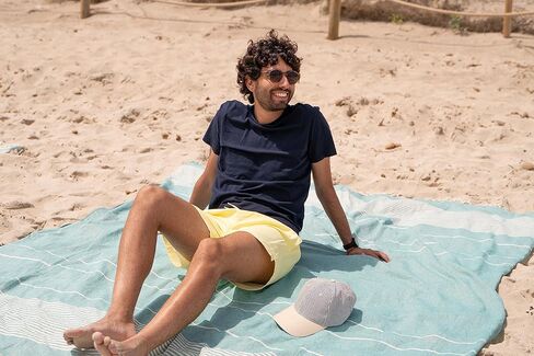Extra Large Turkish Beach Towel Style – 100% Cotton, Sand-Free Comfort | Oversized Beach Towel – Sandproof Beach Blanket – Big Beach Mat - Outdoor Picnic Blanket (Sea Green, 83x94 in) in Saudi Arabia