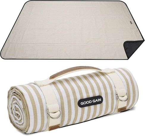G GOOD GAIN Waterproof Picnic Blanket Portable with Carry Strap for Beach Mat or Family Outdoor Camping Party（Multicolored） in Saudi Arabia