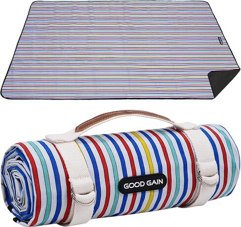 G GOOD GAIN Waterproof Picnic Blanket Portable with Carry Strap for Beach Mat or Family Outdoor Camping Party（Multicolored） in Saudi Arabia