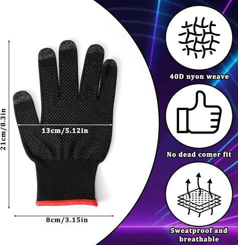 Anti-Sweat Breathable Mobile Finger Sleeve, Mobile Game Gloves, Ultra-Thin Mobile Gaming Gloves for Sweaty Hands, Cold Hands, High-Ranking Players Mobile Game Streamer in Saudi Arabia