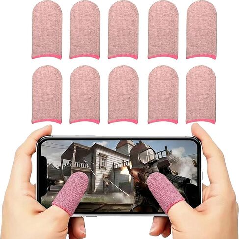 10-Pieces Pro Gaming Finger Sleeves Silver Ion Fiber – Ultra-Thin, Breathable Anti-Sweat Thumb Gloves for Mobile Phone & Tablet. Zero Drag Precision for Game Like PUBG, COD Mobile, Roblox in Saudi Arabia