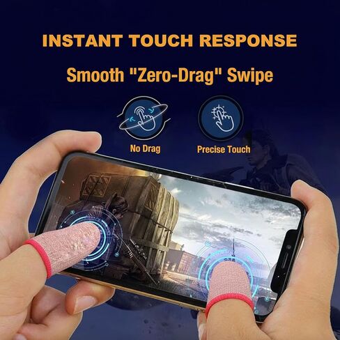 10-Pieces Pro Gaming Finger Sleeves Silver Ion Fiber – Ultra-Thin, Breathable Anti-Sweat Thumb Gloves for Mobile Phone & Tablet. Zero Drag Precision for Game Like PUBG, COD Mobile, Roblox in Saudi Arabia
