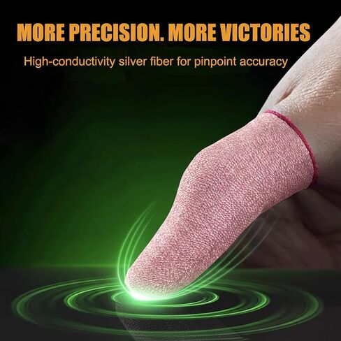 10-Pieces Pro Gaming Finger Sleeves Silver Ion Fiber – Ultra-Thin, Breathable Anti-Sweat Thumb Gloves for Mobile Phone & Tablet. Zero Drag Precision for Game Like PUBG, COD Mobile, Roblox in Saudi Arabia