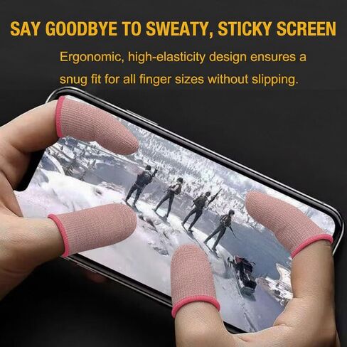 10-Pieces Pro Gaming Finger Sleeves Silver Ion Fiber – Ultra-Thin, Breathable Anti-Sweat Thumb Gloves for Mobile Phone & Tablet. Zero Drag Precision for Game Like PUBG, COD Mobile, Roblox in Saudi Arabia