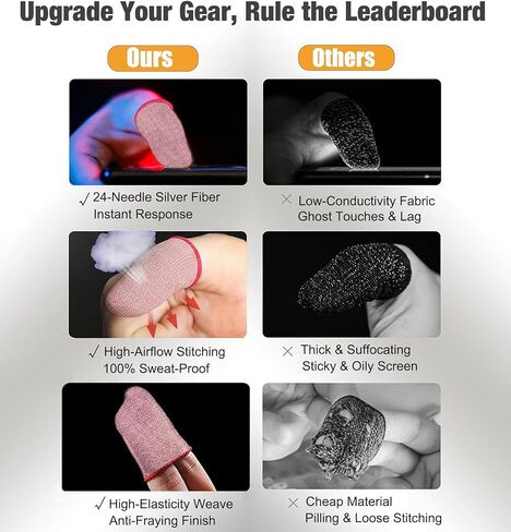 10-Pieces Pro Gaming Finger Sleeves Silver Ion Fiber – Ultra-Thin, Breathable Anti-Sweat Thumb Gloves for Mobile Phone & Tablet. Zero Drag Precision for Game Like PUBG, COD Mobile, Roblox in Saudi Arabia