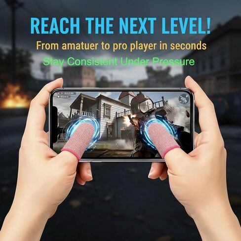 10-Pieces Pro Gaming Finger Sleeves Silver Ion Fiber – Ultra-Thin, Breathable Anti-Sweat Thumb Gloves for Mobile Phone & Tablet. Zero Drag Precision for Game Like PUBG, COD Mobile, Roblox in Saudi Arabia