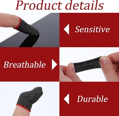 10 Pieces Ultra-Thin Silver Fiber, 0.3mm Gaming Finger Sleeves, Smooth Operation, Breathable, Anti-Sweat, Anti-Slip Design, Thumb Sleeve for Mobile Games Fit Mobile Phone Tablet Devices in Saudi Arabia