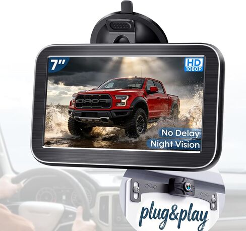 HD 1080P Backup Camera: 15-Min Easy Install 7 inch Large Screen Color Night Vision See Clearly at Night Up to 10 Meters - Reverse Camera for Trucks Cars Pickup SUVs Rear View Safety & Parking Assist in Saudi Arabia