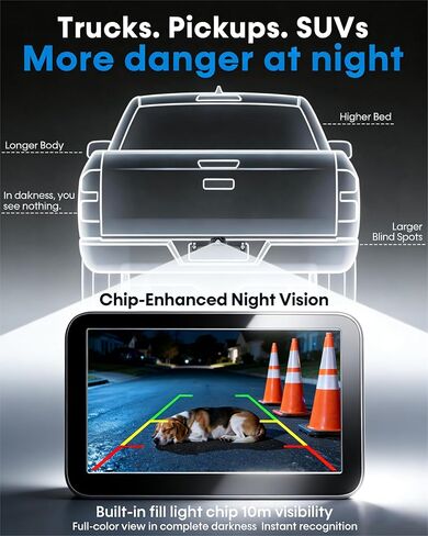 HD 1080P Backup Camera: 15-Min Easy Install 7 inch Large Screen Color Night Vision See Clearly at Night Up to 10 Meters - Reverse Camera for Trucks Cars Pickup SUVs Rear View Safety & Parking Assist in Saudi Arabia