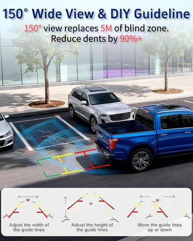 HD 1080P Backup Camera: 15-Min Easy Install 7 inch Large Screen Color Night Vision See Clearly at Night Up to 10 Meters - Reverse Camera for Trucks Cars Pickup SUVs Rear View Safety & Parking Assist in Saudi Arabia